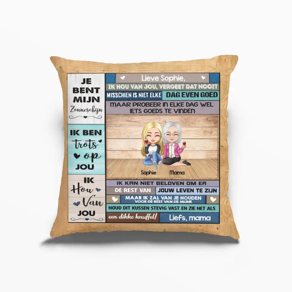 Personalisierter Kissenbezug von der Mutter an die Tochter oder den Sohn – „Du bist mein Sonnenschein“