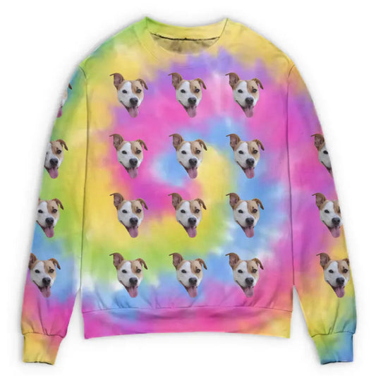 Gepersonaliseerde kleurrijke trui met jouw huisdier(en) erop - Voeg tot 4 foto's en namen toe
