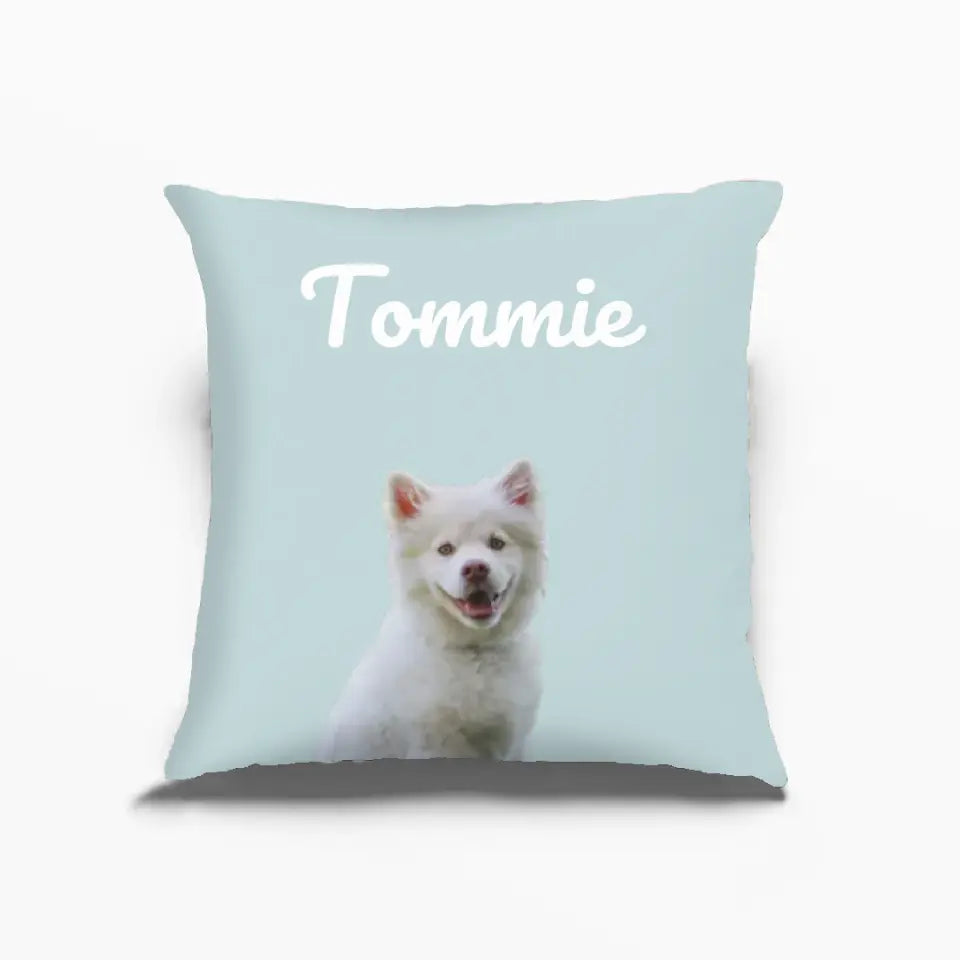 Personalisierter Kissenbezug mit Ihren Haustieren – ausgeschnitten und mit Namen versehen – bis zu 3 Fotos hinzufügen