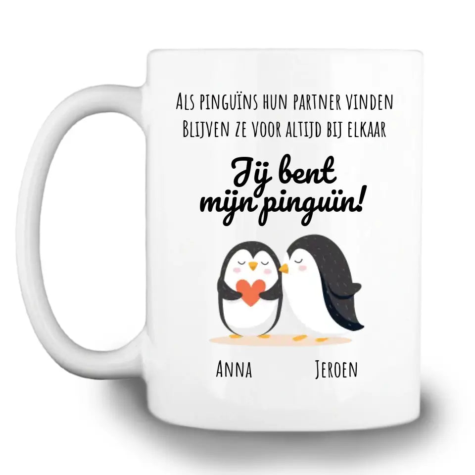 Gepersonaliseerde pinguïn mok - "Jij bent mijn pinguïn" - Voeg jullie namen toe - Iedereen Blij