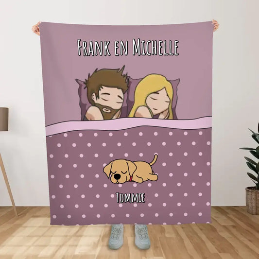 Gepersonaliseerde deken - Samen in bed met de huisdieren