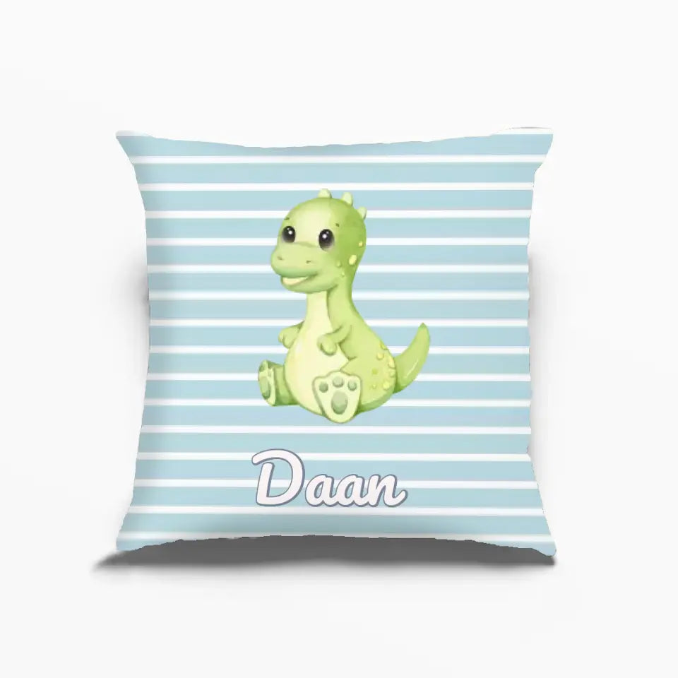 Personalisierter Dinosaurier-Kissenbezug für Kinder – Dino auswählen und Namen hinzufügen