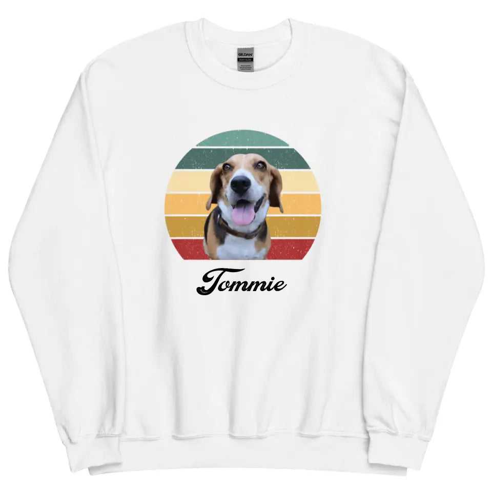 Gepersonaliseerde Vintage Sweater - Uitgeknipte foto van huisdier + naam