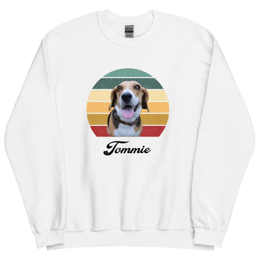 Gepersonaliseerde Vintage Sweater - Uitgeknipte foto van huisdier + naam - Iedereen Blij