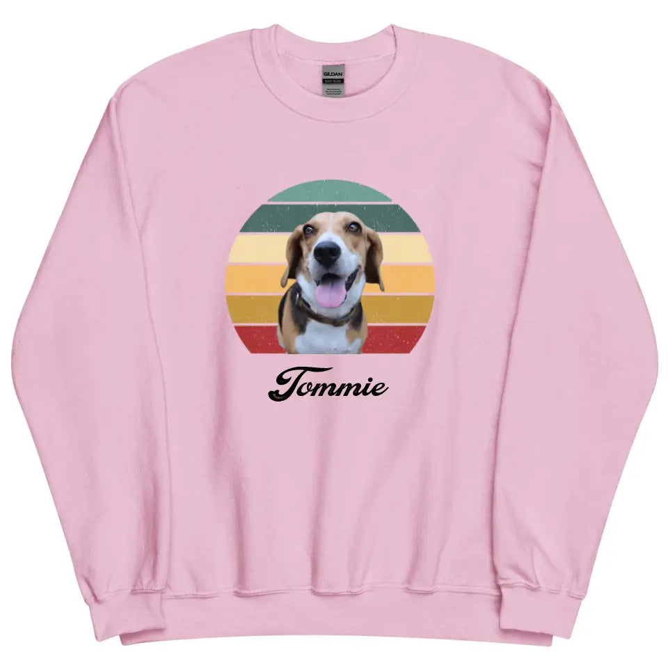 Gepersonaliseerde Vintage Sweater - Uitgeknipte foto van huisdier + naam