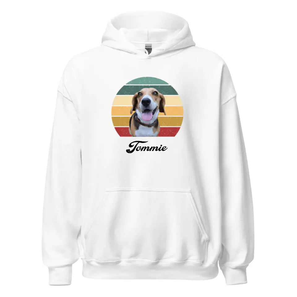 Gepersonaliseerde Vintage Hoodie - Uitgeknipte foto van huisdier + naam - Iedereen Blij