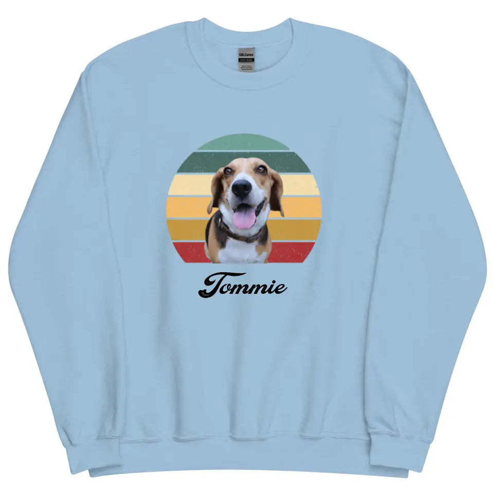 Gepersonaliseerde Vintage Sweater - Uitgeknipte foto van huisdier + naam - Iedereen Blij
