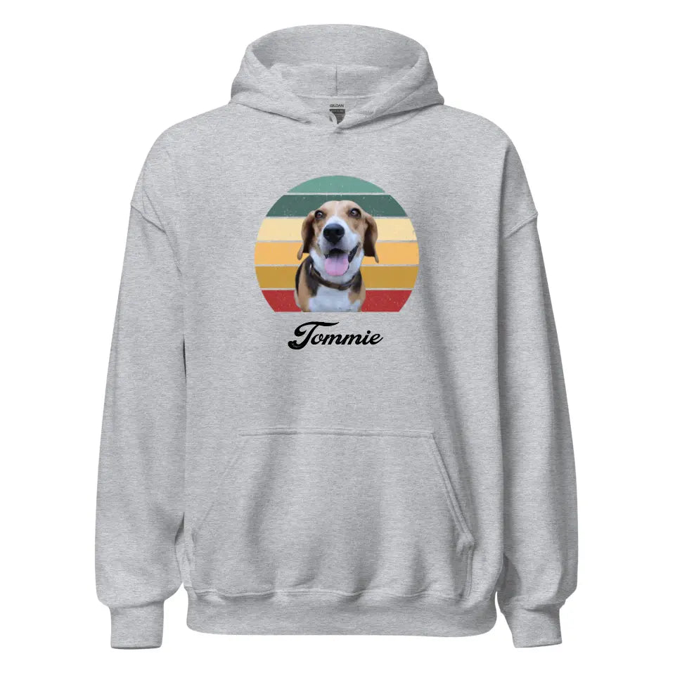 Gepersonaliseerde Vintage Hoodie - Uitgeknipte foto van huisdier + naam - Iedereen Blij