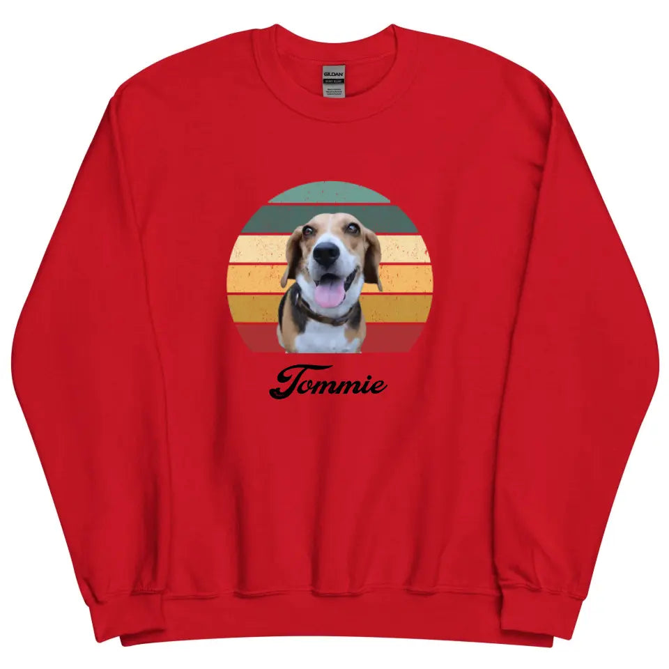 Gepersonaliseerde Vintage Sweater - Uitgeknipte foto van huisdier + naam