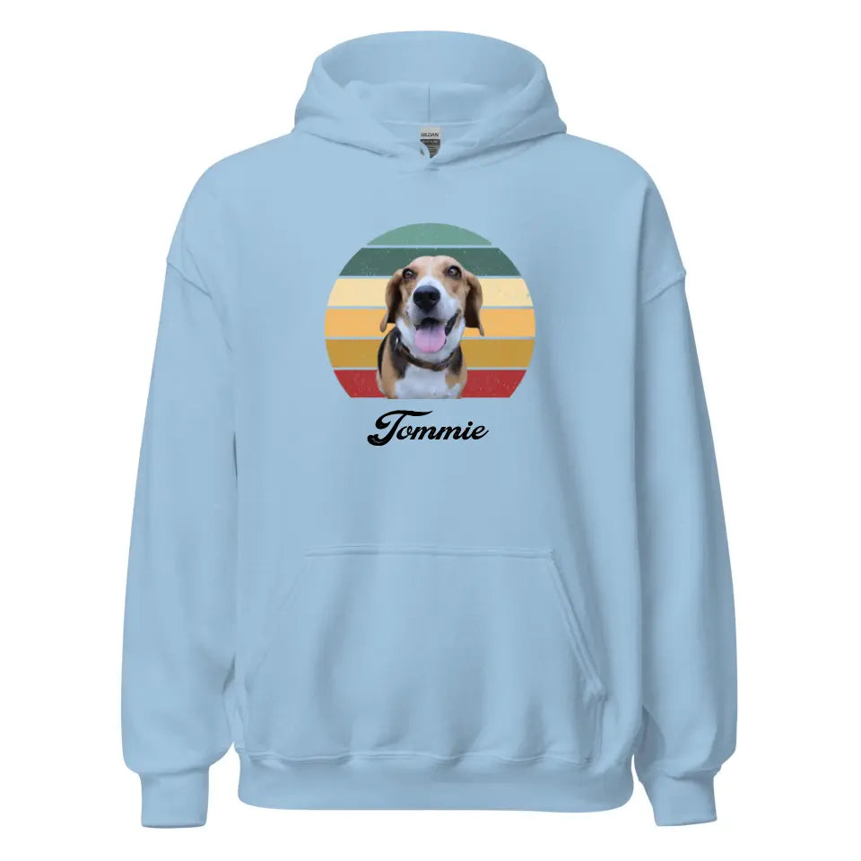 Gepersonaliseerde Vintage Hoodie - Uitgeknipte foto van huisdier + naam - Iedereen Blij
