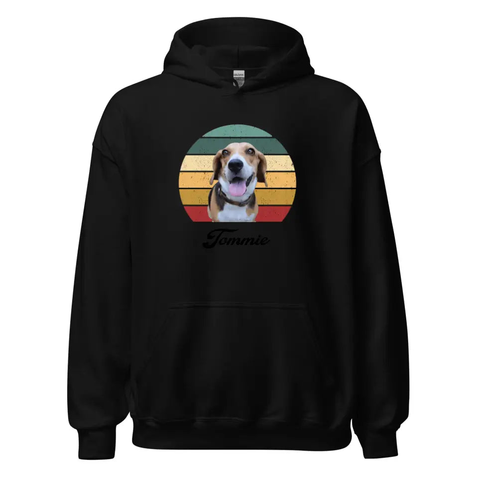 Gepersonaliseerde Vintage Hoodie - Uitgeknipte foto van huisdier + naam - Iedereen Blij