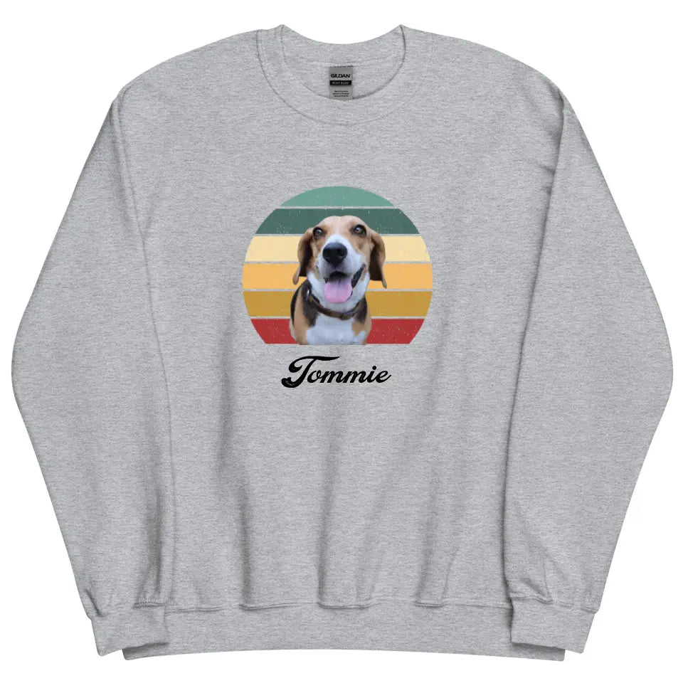 Gepersonaliseerde Vintage Sweater - Uitgeknipte foto van huisdier + naam - Iedereen Blij