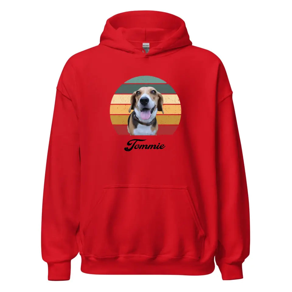 Gepersonaliseerde Vintage Hoodie - Uitgeknipte foto van huisdier + naam - Iedereen Blij
