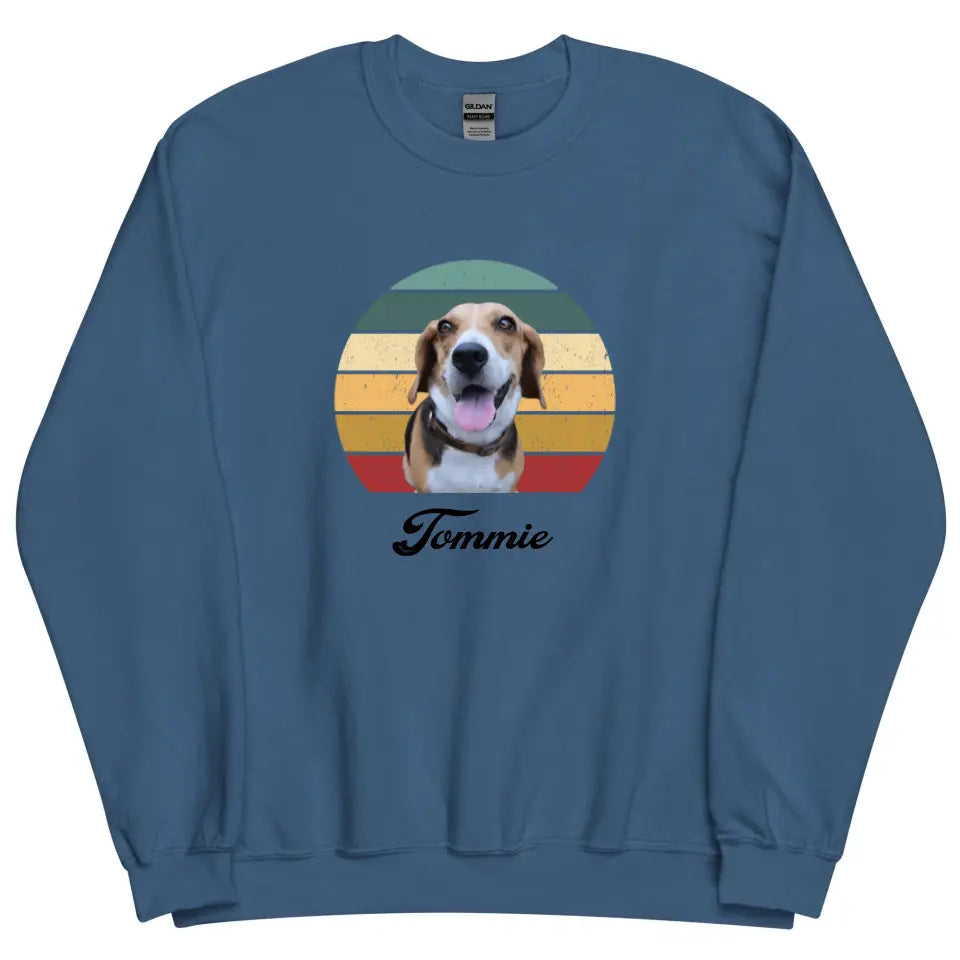 Gepersonaliseerde Vintage Sweater - Uitgeknipte foto van huisdier + naam - Iedereen Blij