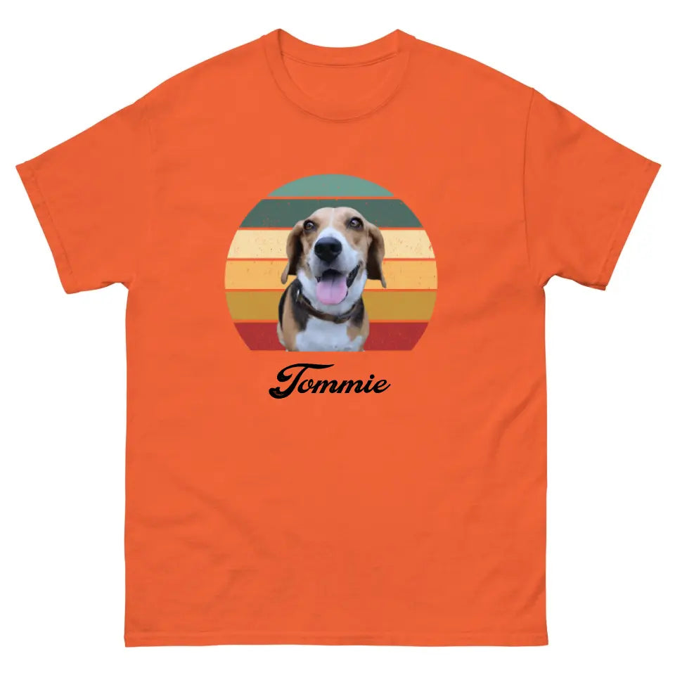 Gepersonaliseerd Vintage T-shirt - Uitgeknipte foto van huisdier + naam