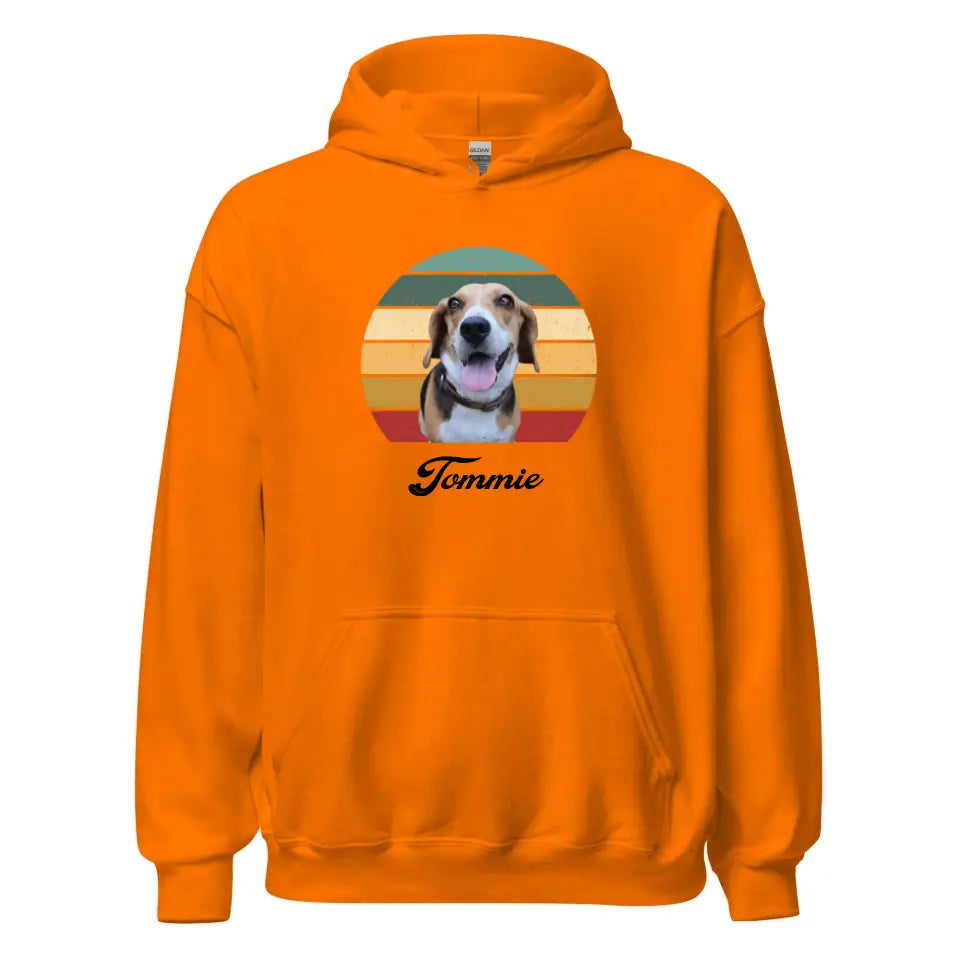 Gepersonaliseerde Vintage Hoodie - Uitgeknipte foto van huisdier + naam - Iedereen Blij