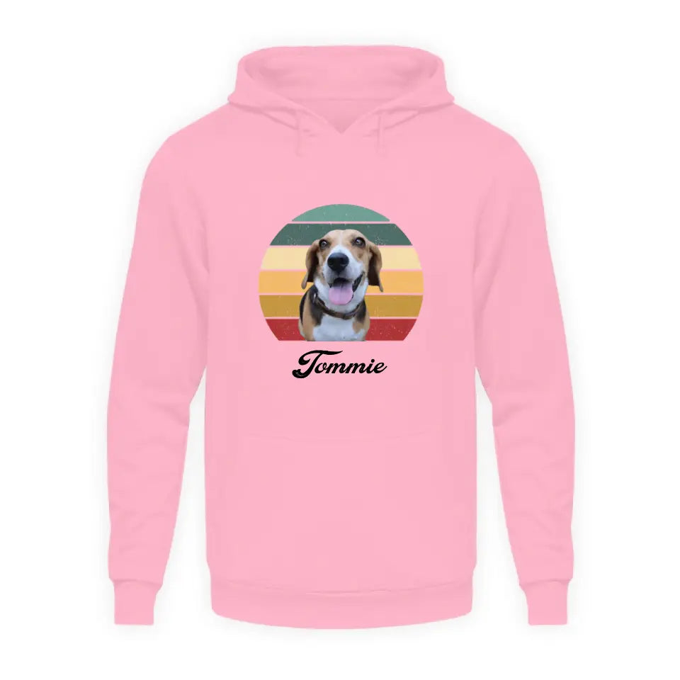 Gepersonaliseerde Vintage Hoodie - Uitgeknipte foto van huisdier + naam - Iedereen Blij