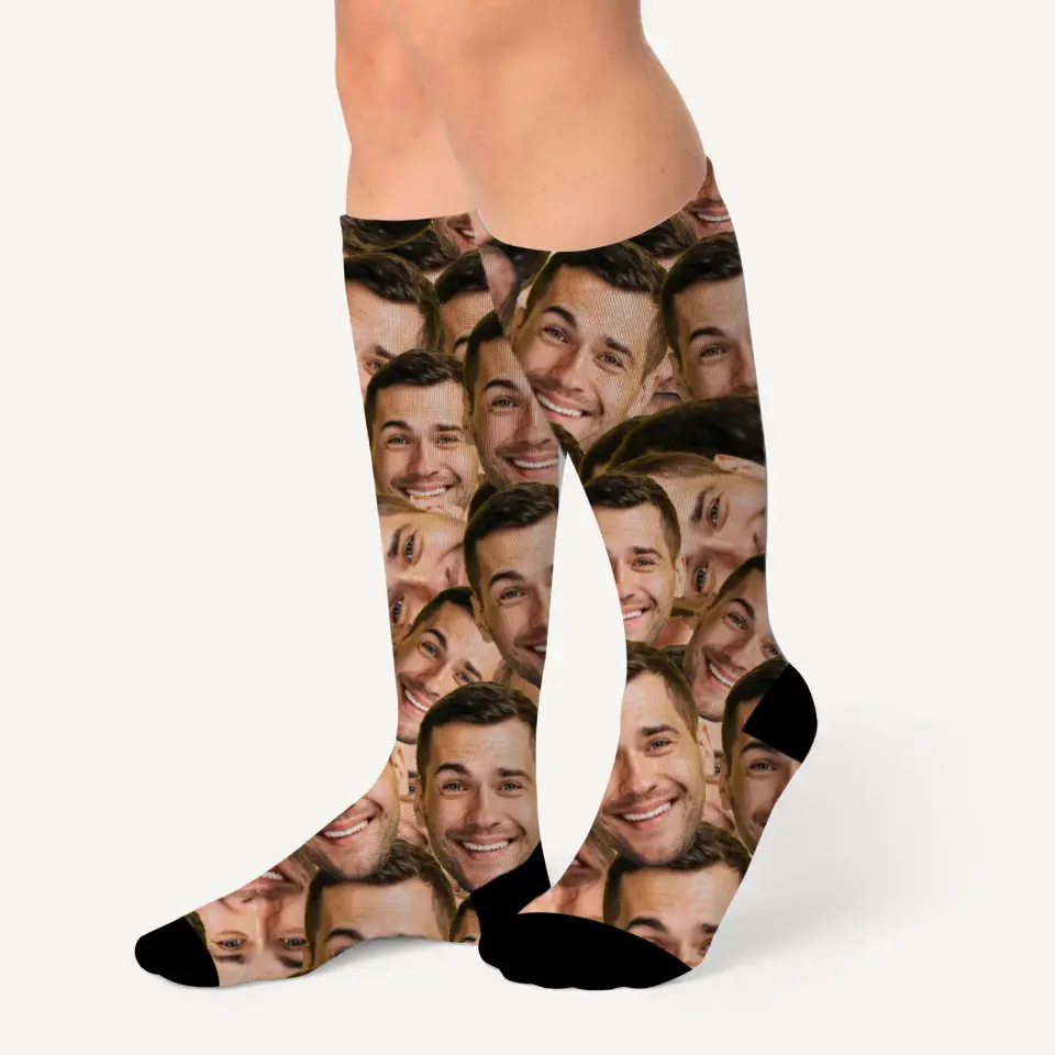 Gepersonaliseerde sokken met oneindige hoofden erop - Voeg zelf een foto toe - Iedereen Blij