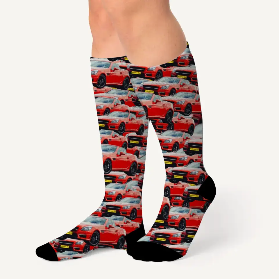 Gepersonaliseerde sokken met oneindig keer je auto erop - Voeg zelf een foto toe - Iedereen Blij