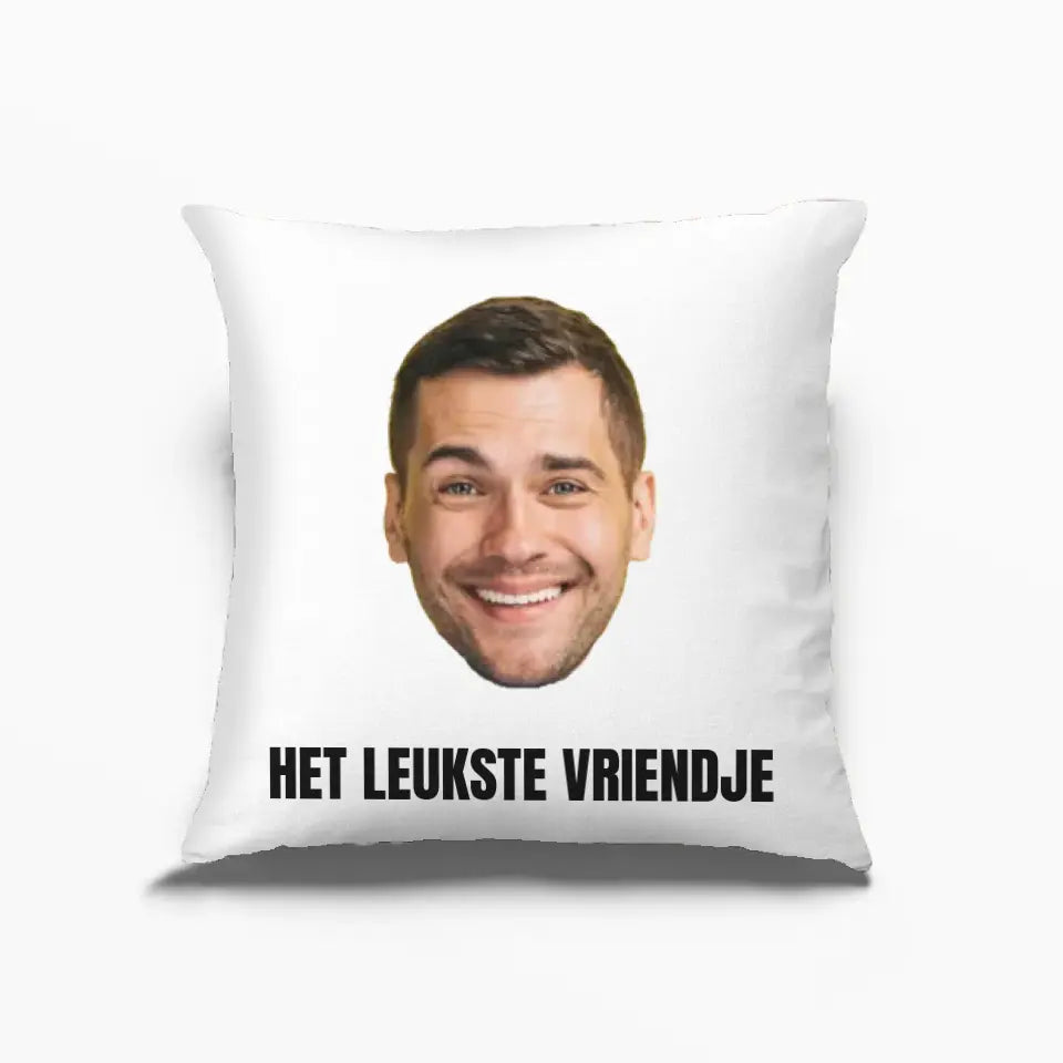 Personalisierter Kissenbezug mit Ihrem Foto – Kopfausschnitt + eigener Text