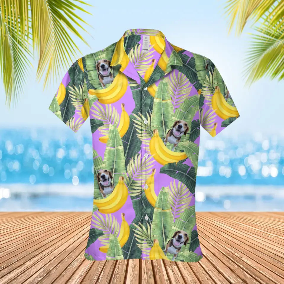 Gepersonaliseerd Bananen Hawaii shirt met eigen foto van huisdier