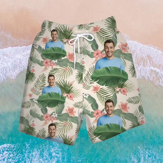 Gepersonaliseerde Hawaii zwembroek met foto van persoon!