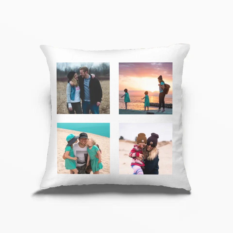 Personalisierter Kissenbezug mit Ihren eigenen Fotos – 4 Fotos hinzufügen – Fotocollage-Kissen