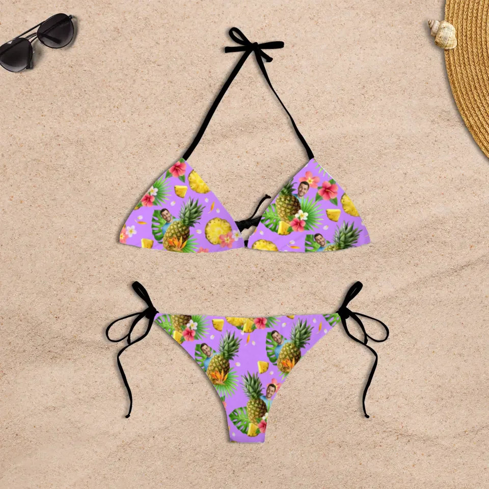 Gepersonaliseerde tropische ananas bikini met je favoriete persoon - Voeg zelf foto's toe
