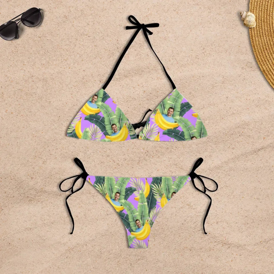 Gepersonaliseerde tropische bananen bikini met je favoriete persoon - Voeg zelf foto's toe - Iedereen Blij