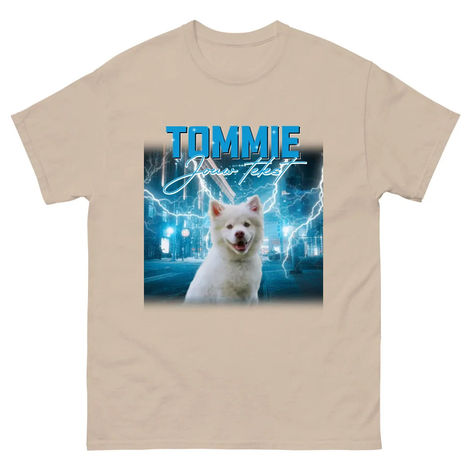 Gepersonaliseerd Retro T-shirt - Vintage Bootleg stijl - Voeg huisdieren en personen toe - Iedereen Blij