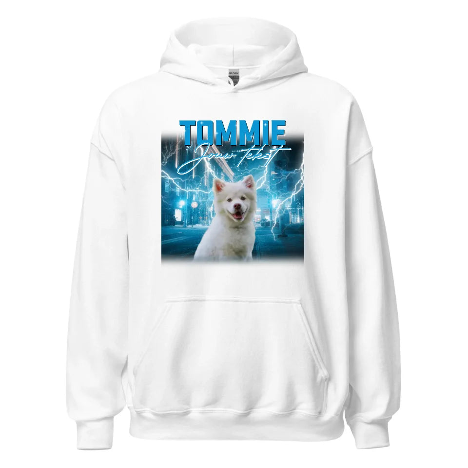 Gepersonaliseerde Retro Hoodie - Vintage Bootleg stijl - Voeg huisdieren en personen toe - Iedereen Blij