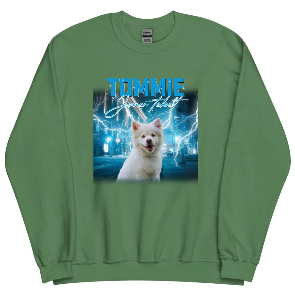 Personalisierter Retro-Pullover – Vintage-Bootleg-Stil – Haustiere und Personen hinzufügen