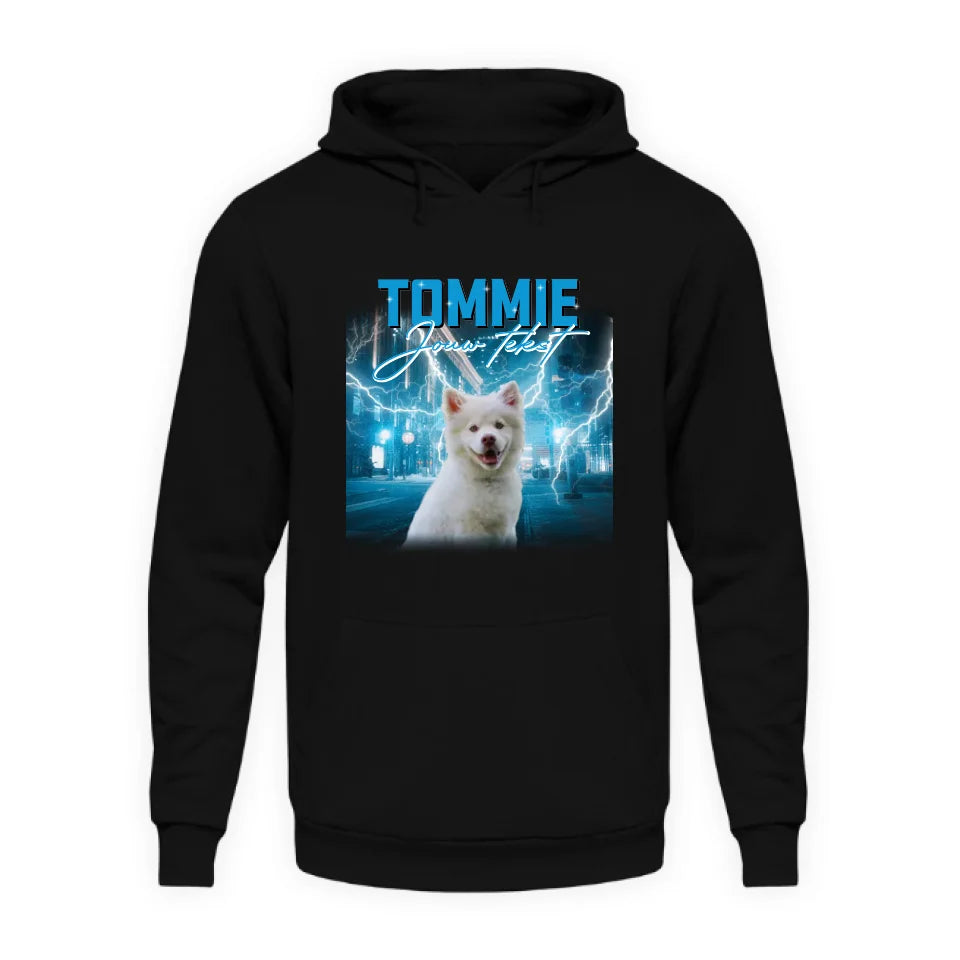 Gepersonaliseerde Retro Hoodie - Vintage Bootleg stijl - Voeg huisdieren en personen toe - Iedereen Blij