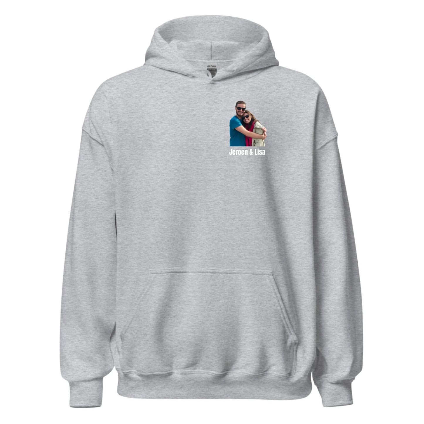 Hoodie met foto en tekst - Iedereen Blij