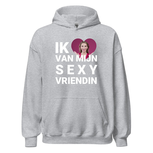 Gepersonaliseerde hoodie - Ik hou van mijn sexy vriendin - Iedereen Blij