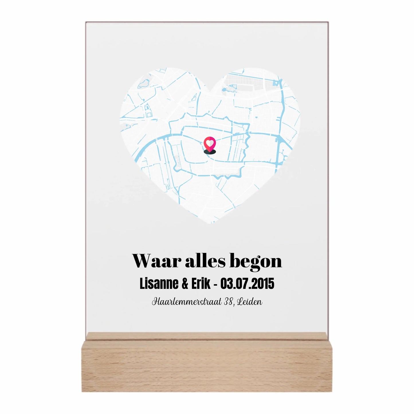 Gepersonaliseerd acrylglas met locatie map - Iedereen Blij