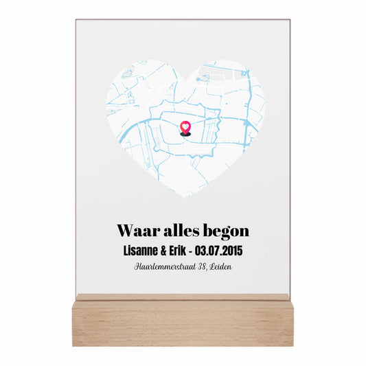 Gepersonaliseerd acrylglas met locatie map - Iedereen Blij