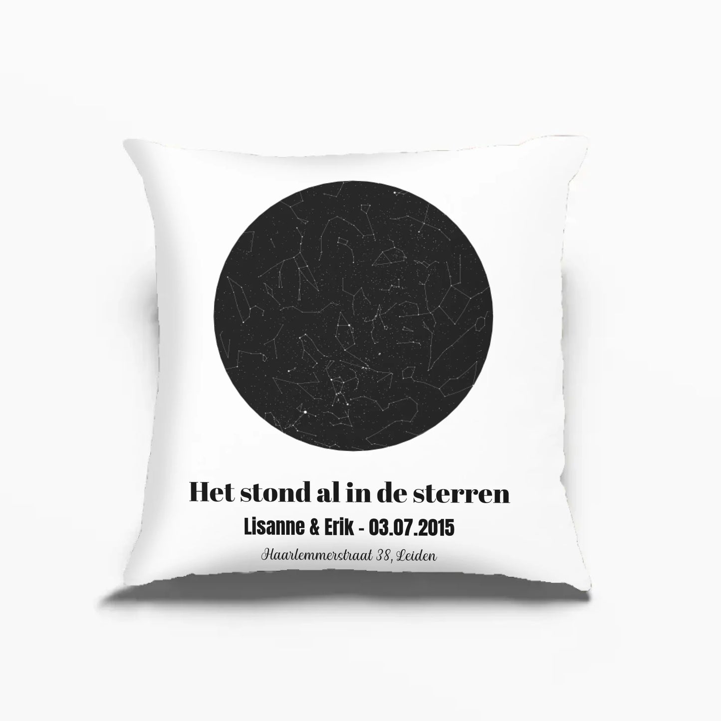 Personalized pillowcase with starry sky of date, time and location