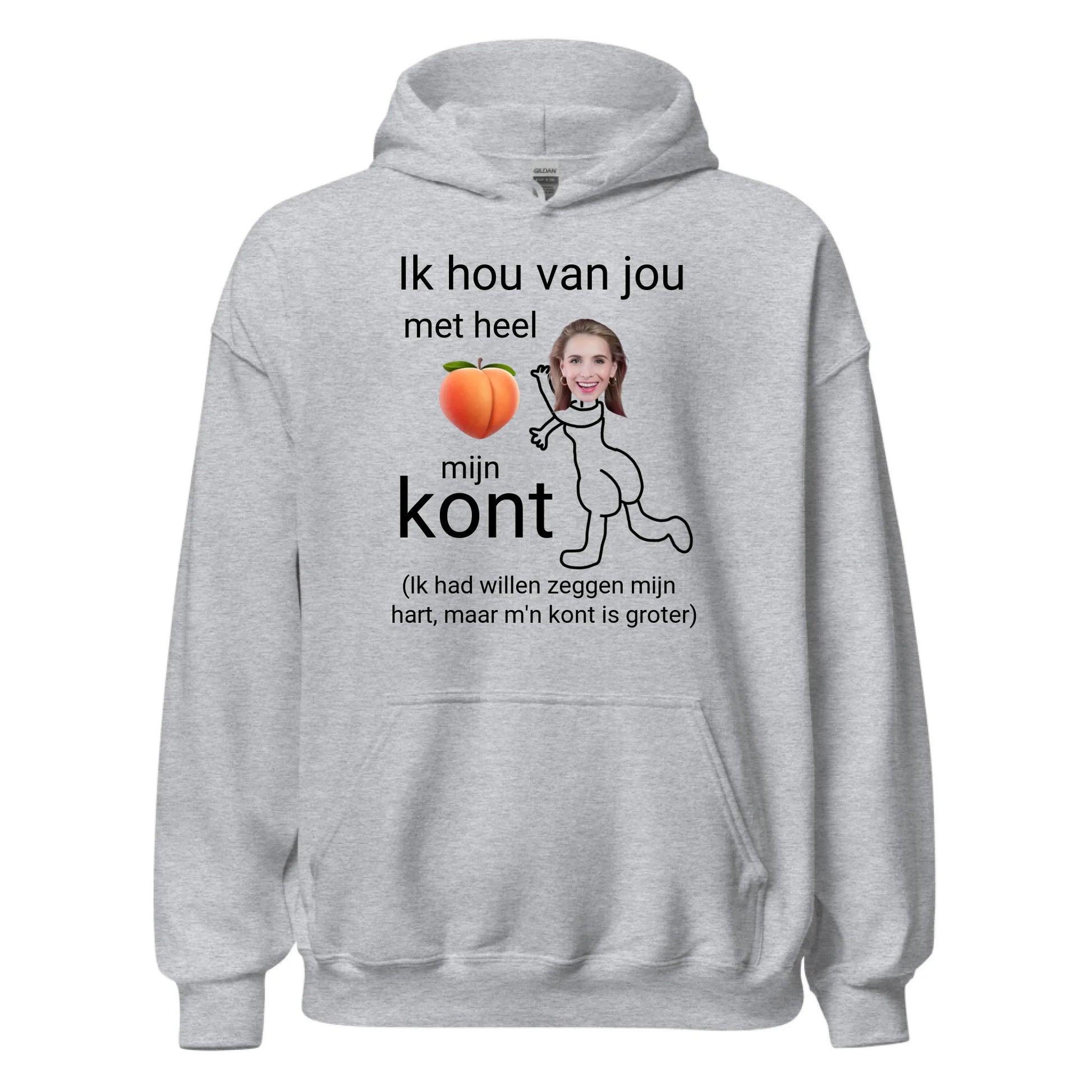 Gepersonaliseerde hoodie - Ik hou van jou met heel mijn kont - Iedereen Blij