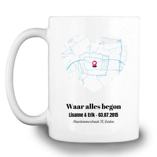 Gepersonaliseerde mok met locatie map - Iedereen Blij