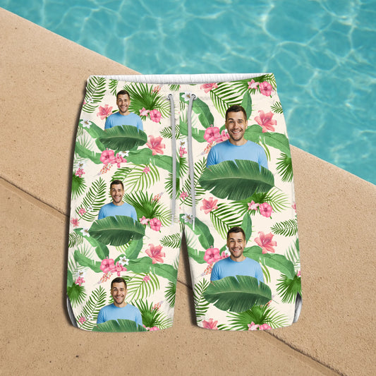 Gepersonaliseerde Hawaii zwembroek met foto van persoon