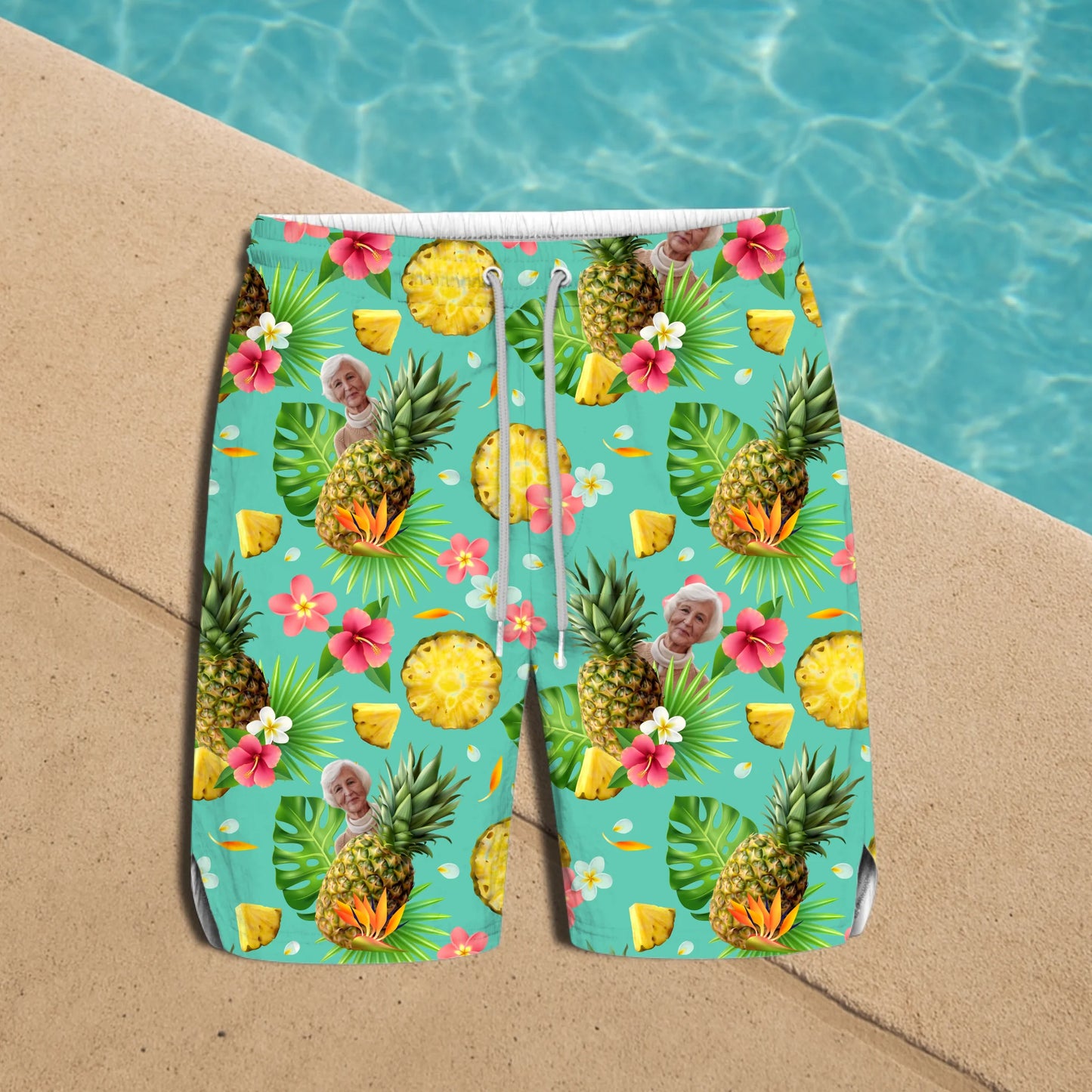Gepersonaliseerde Ananas Hawaii zwembroek met foto van persoon