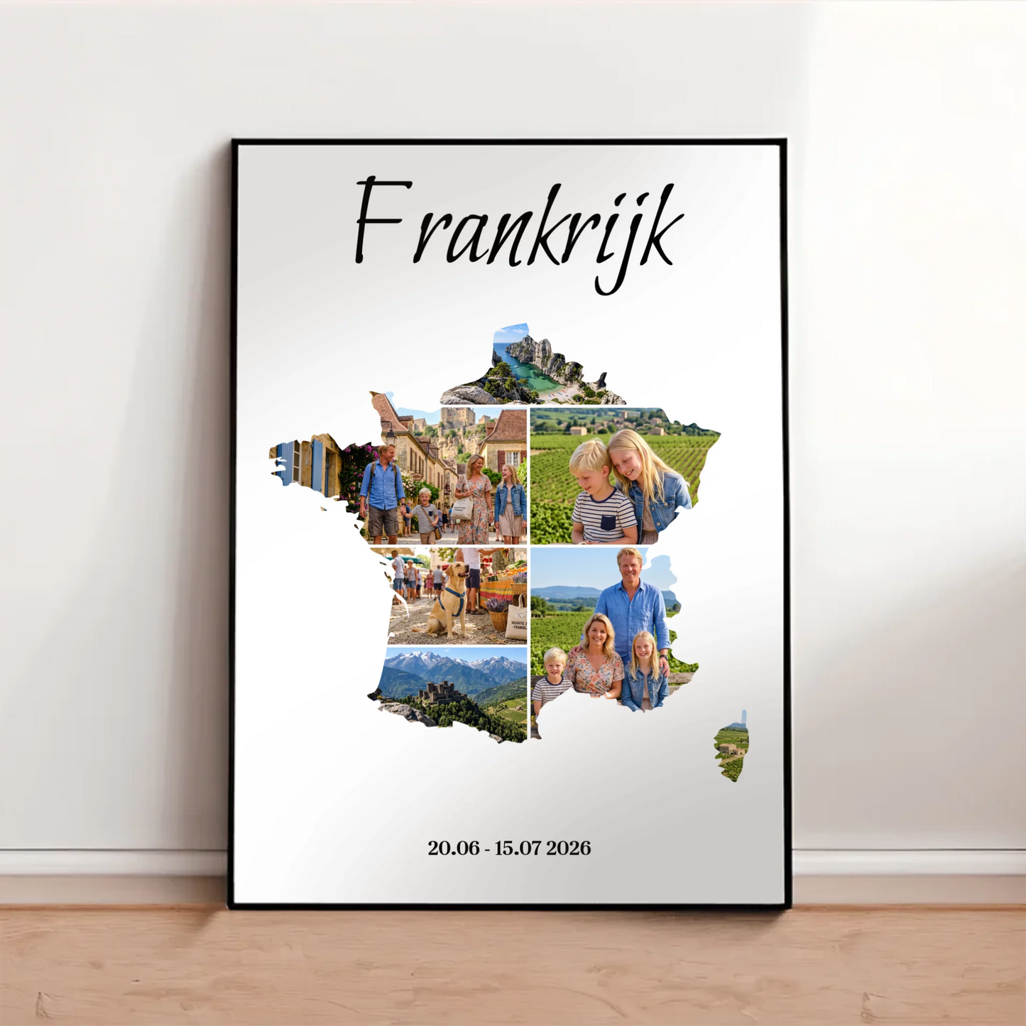 Gepersonaliseerde reisposter - Foto collage in vorm van continent of land