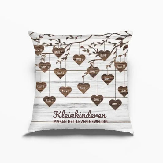 Personalisierter Kissenbezug – (Enkel-)Kinder machen das Leben wundervoll – Bis zu 16 Namen hinzufügen