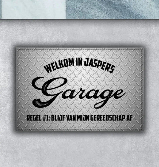 Gepersonaliseerde Garage Deurmat -  "Blijf van mijn gereedschap af"