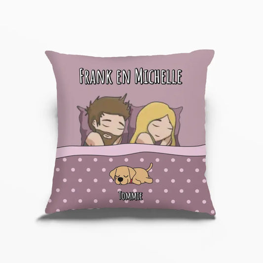 Gepersonaliseerd kussensloop - Samen in bed met de huisdieren