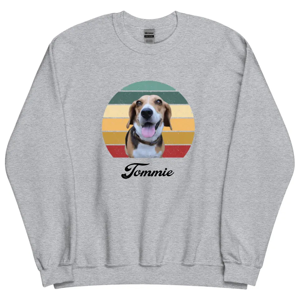 Gepersonaliseerde Vintage Sweater - Uitgeknipte foto van huisdier + naam