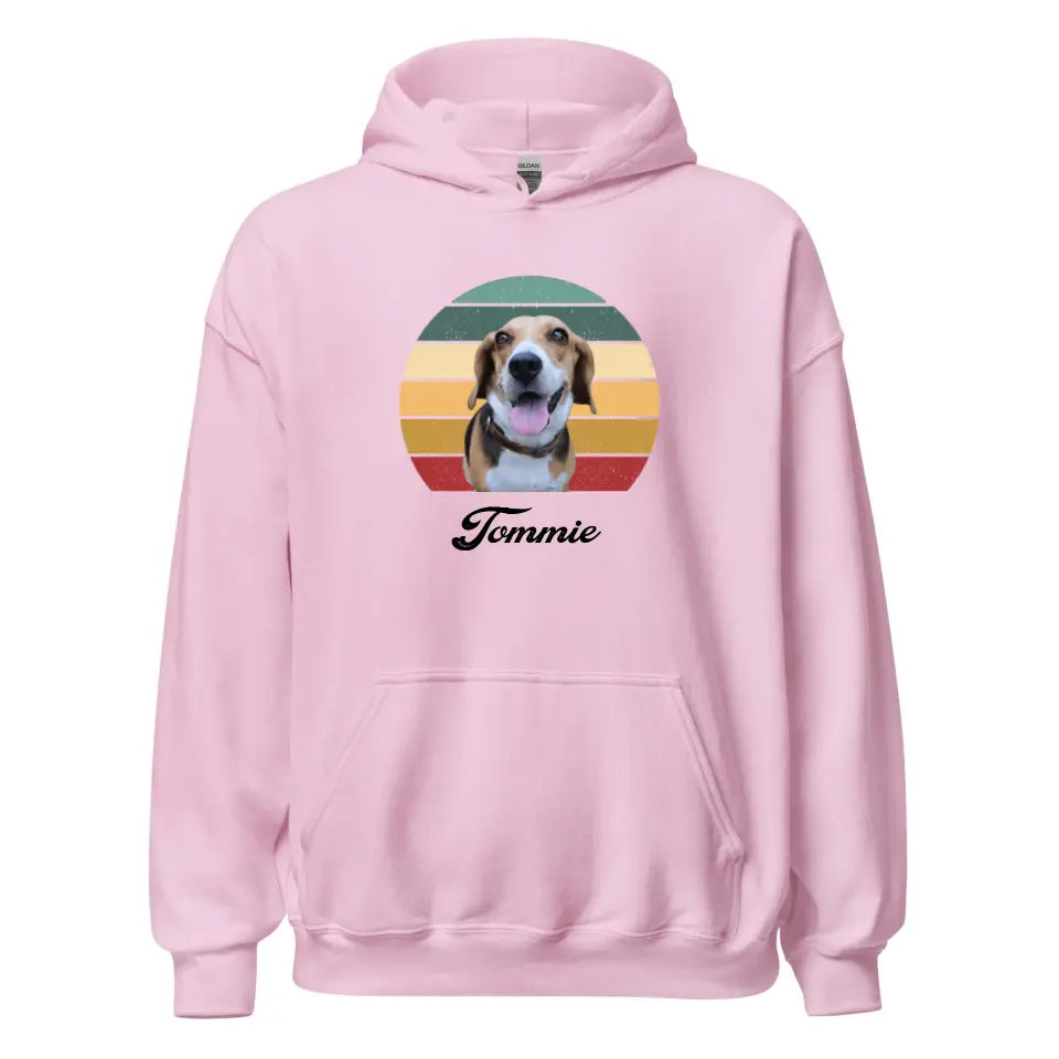 Gepersonaliseerde Vintage Hoodie - Uitgeknipte foto van huisdier + naam