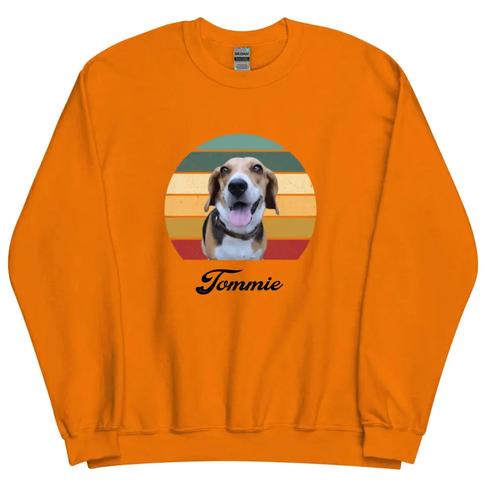 Gepersonaliseerde Vintage Sweater - Uitgeknipte foto van huisdier + naam