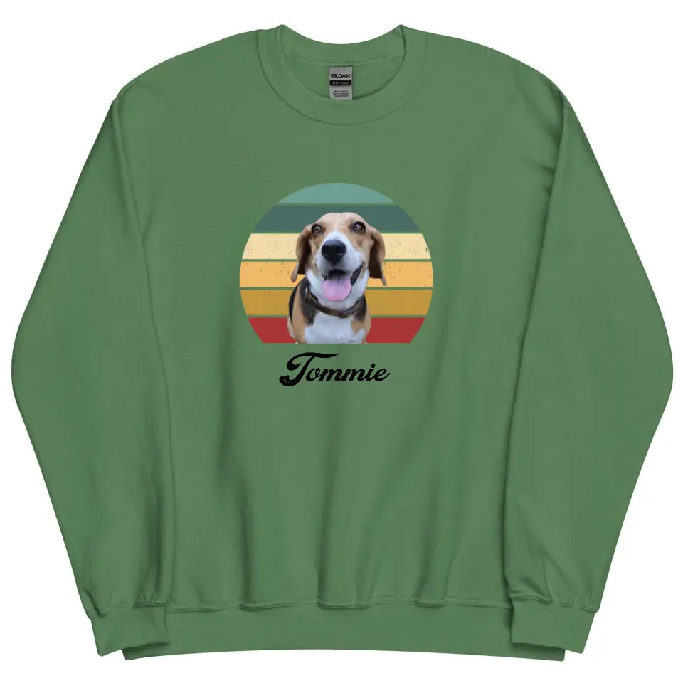 Gepersonaliseerde Vintage Sweater - Uitgeknipte foto van huisdier + naam